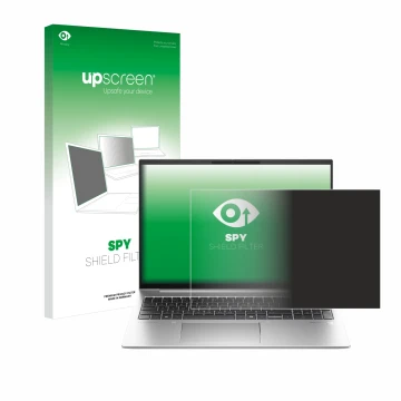 Face avant d’un emballage produit avec le logo de la marque upscreen. À côté, l’appareil HP EliteBook 860 G11 est représenté a