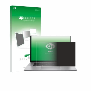 Face avant d’un emballage produit avec le logo de la marque upscreen. À côté, l’appareil HP Zbook Studio 16 G11 est représenté