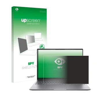 Face avant d’un emballage produit avec le logo de la marque upscreen. À côté, l’appareil HP ZBook Power 16 G11 est représenté 