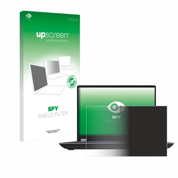 Face avant d’un emballage produit avec le logo de la marque upscreen. À côté, l’appareil Lenovo ThinkPad P16 Gen 2 Non-Touch e