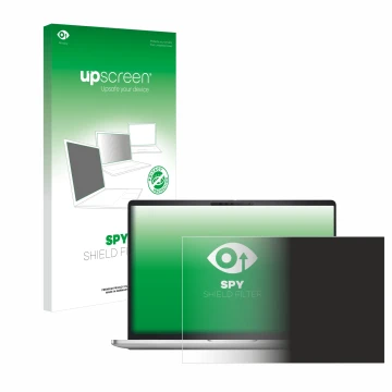 Face avant d’un emballage produit avec le logo de la marque upscreen. À côté, l’appareil Dell Pro 16 Plus PB16250 est représen