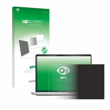 Face avant d’un emballage produit avec le logo de la marque upscreen. À côté, l’appareil Dell Pro 13 Plus Laptop est représent