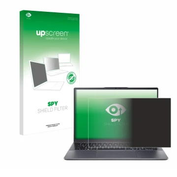 Face avant d’un emballage produit avec le logo de la marque upscreen. À côté, l’appareil Acer Swift Go 14 OLED est représenté 