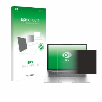 Face avant d’un emballage produit avec le logo de la marque upscreen. À côté, l’appareil HP EliteBook 655 G11 est représenté a
