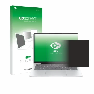 Face avant d’un emballage produit avec le logo de la marque upscreen. À côté, l’appareil HP OmniBook 5 14 est représenté avec 