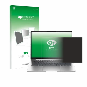 Face avant d’un emballage produit avec le logo de la marque upscreen. À côté, l’appareil HP ProBook 4 G1a 16