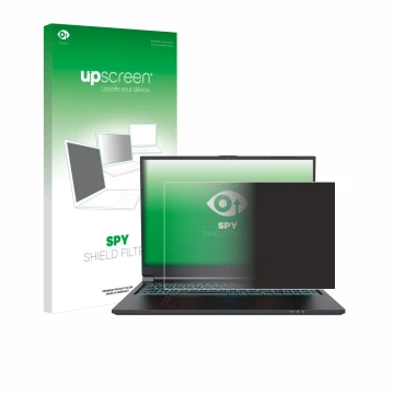 Face avant d’un emballage produit avec le logo de la marque upscreen. À côté, l’appareil Gigabyte G6 2023 est représenté avec 