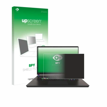 Face avant d’un emballage produit avec le logo de la marque upscreen. À côté, l’appareil MSI Vector 17 HX est représenté avec 