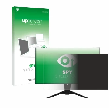Face avant d’un emballage produit avec le logo de la marque upscreen. À côté, l’appareil ASRock PGO32UFS est représenté avec l