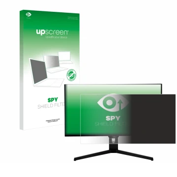 Face avant d’un emballage produit avec le logo de la marque upscreen. À côté, l’appareil ASRock PGO27QFS est représenté avec l