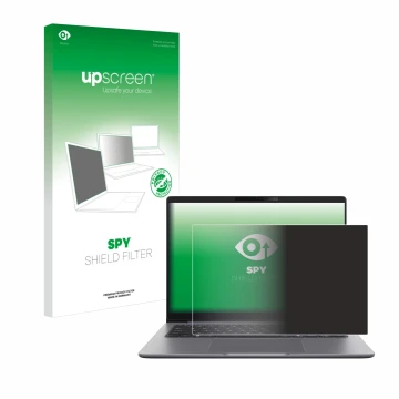 Face avant d’un emballage produit avec le logo de la marque upscreen. À côté, l’appareil ASUS ExpertBook P5 G2 est représenté 