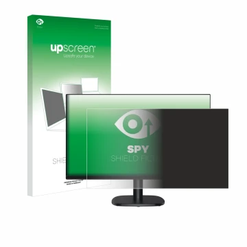 Face avant d’un emballage produit avec le logo de la marque upscreen. À côté, l’appareil Amazon Basics C24M2020DEU est représe