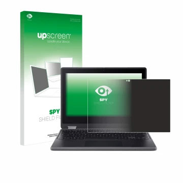 Face avant d’un emballage produit avec le logo de la marque upscreen. À côté, l’appareil Acer Chromebook Spin 511 R757TN est r