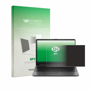 Face avant d’un emballage produit avec le logo de la marque upscreen. À côté, l’appareil HP EliteBook 250RT G9 est représenté 