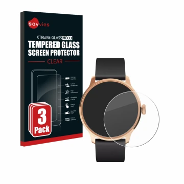 Face avant d’un emballage produit avec le logo de la marque Savvies. À côté, l’appareil Withings ScanWatch Light est représent