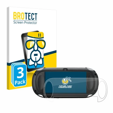 Face avant d’un emballage produit avec le logo de la marque BROTECT. À côté, l’appareil Sony Playstation PCH-1000-Serie PS Vit