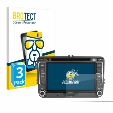 Face avant d’un emballage produit avec le logo de la marque BROTECT. À côté, l’appareil Zenec E>Go 7