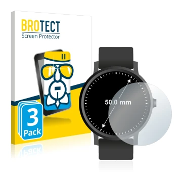 Face avant d’un emballage produit avec le logo de la marque BROTECT. À côté, l’appareil Montres (Circulaire, ø: 50 mm) est rep