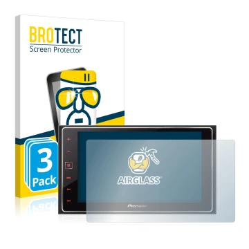 Face avant d’un emballage produit avec le logo de la marque BROTECT. À côté, l’appareil Pioneer SPH-DA120 est représenté avec 