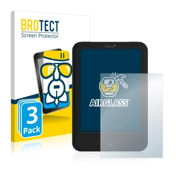 Face avant d’un emballage produit avec le logo de la marque BROTECT. À côté, l’appareil Tolino Shine 2 HD est représenté avec 