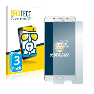 Face avant d’un emballage produit avec le logo de la marque BROTECT. À côté, l’appareil Samsung Galaxy A5 2016 est représenté 
