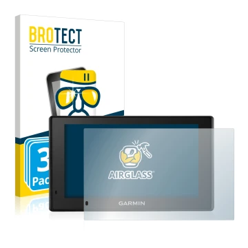 Face avant d’un emballage produit avec le logo de la marque BROTECT. À côté, l’appareil Garmin DriveSmart 50 LMT-D est représe