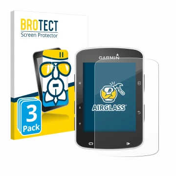 Face avant d’un emballage produit avec le logo de la marque BROTECT. À côté, l’appareil Garmin Edge 820 est représenté avec la