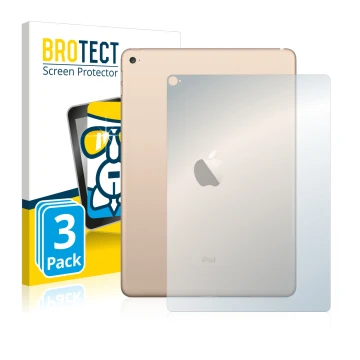 Face avant d’un emballage produit avec le logo de la marque BROTECT. À côté, l’appareil Apple iPad Air 2 2014 (Arrière) est re