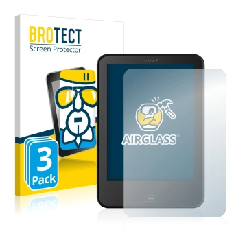 Face avant d’un emballage produit avec le logo de la marque BROTECT. À côté, l’appareil Tolino Vision 4 HD est représenté avec