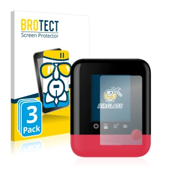 Face avant d’un emballage produit avec le logo de la marque BROTECT. À côté, l’appareil Polaroid Pop est représenté avec la pr