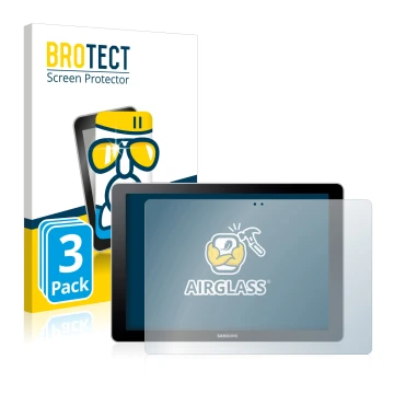Face avant d’un emballage produit avec le logo de la marque BROTECT. À côté, l’appareil Samsung Galaxy Book 10.6 est représent
