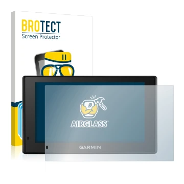 Face avant d’un emballage produit avec le logo de la marque BROTECT. À côté, l’appareil Garmin DriveSmart 51 LMT-D est représe