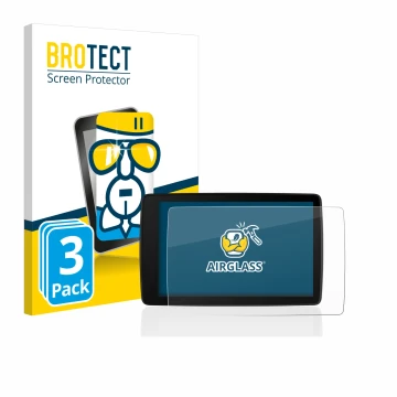 Face avant d’un emballage produit avec le logo de la marque BROTECT. À côté, l’appareil BMW Motorrad Navigator VI est représen