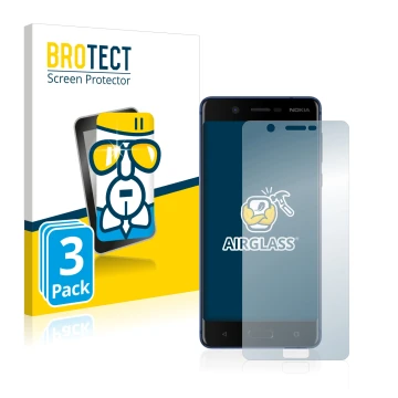Face avant d’un emballage produit avec le logo de la marque BROTECT. À côté, l’appareil Nokia 5 est représenté avec la protect