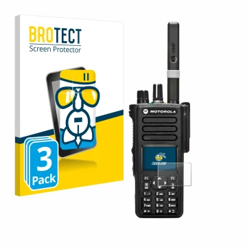 Face avant d’un emballage produit avec le logo de la marque BROTECT. À côté, l’appareil Motorola DP4800 est représenté avec la