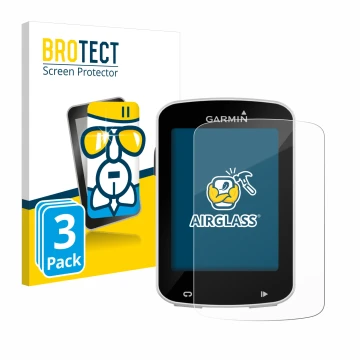 Face avant d’un emballage produit avec le logo de la marque BROTECT. À côté, l’appareil Garmin Edge Explore 820 est représenté