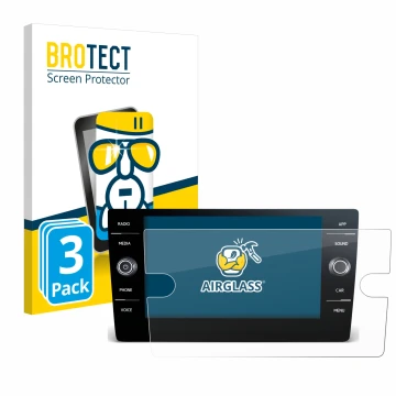 Face avant d’un emballage produit avec le logo de la marque BROTECT. À côté, l’appareil Volkswagen T-Roc 2017-2019 Discover Me