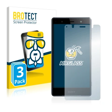 Face avant d’un emballage produit avec le logo de la marque BROTECT. À côté, l’appareil Sony Xperia XZ2 Premium est représenté