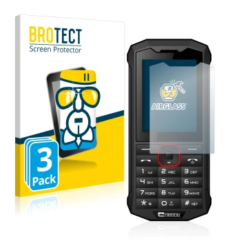 Face avant d’un emballage produit avec le logo de la marque BROTECT. À côté, l’appareil Crosscall Spider X4 est représenté ave