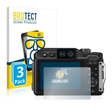 Face avant d’un emballage produit avec le logo de la marque BROTECT. À côté, l’appareil Panasonic Lumix DC-FT7 est représenté 