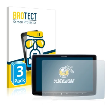 Face avant d’un emballage produit avec le logo de la marque BROTECT. À côté, l’appareil Alpine iLX-F903D 9