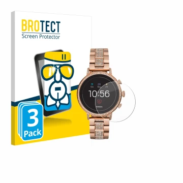 Face avant d’un emballage produit avec le logo de la marque BROTECT. À côté, l’appareil Fossil Q Venture HR (4.Gen) est représ