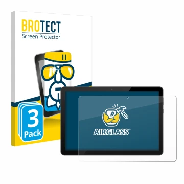 Face avant d’un emballage produit avec le logo de la marque BROTECT. À côté, l’appareil Huawei MediaPad T5 10 est représenté a