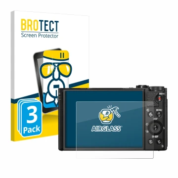 Face avant d’un emballage produit avec le logo de la marque BROTECT. À côté, l’appareil Sony Cyber-Shot DSC-HX99 est représent