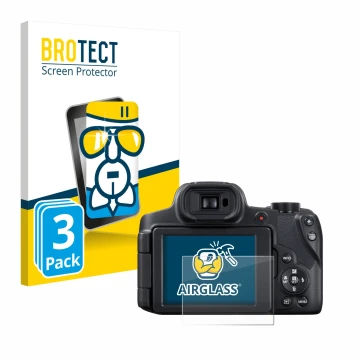 Face avant d’un emballage produit avec le logo de la marque BROTECT. À côté, l’appareil Canon PowerShot SX70 HS est représenté