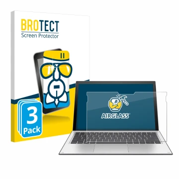 Face avant d’un emballage produit avec le logo de la marque BROTECT. À côté, l’appareil HP Elite x2 1013 G3 est représenté ave