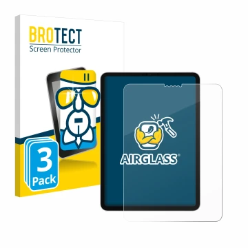 Face avant d’un emballage produit avec le logo de la marque BROTECT. À côté, l’appareil Apple iPad Pro 11