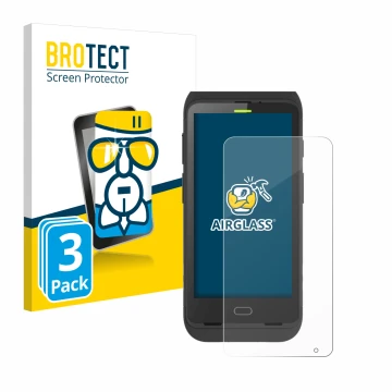 Face avant d’un emballage produit avec le logo de la marque BROTECT. À côté, l’appareil Honeywell Dolphin CT40 est représenté 