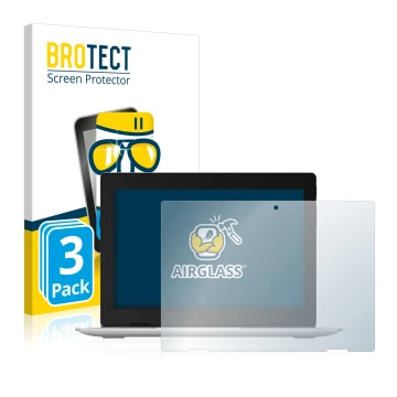 Face avant d’un emballage produit avec le logo de la marque BROTECT. À côté, l’appareil Lenovo IdeaPad D330 est représenté ave