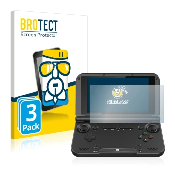 Face avant d’un emballage produit avec le logo de la marque BROTECT. À côté, l’appareil GPD XD Plus 7.0 est représenté avec la